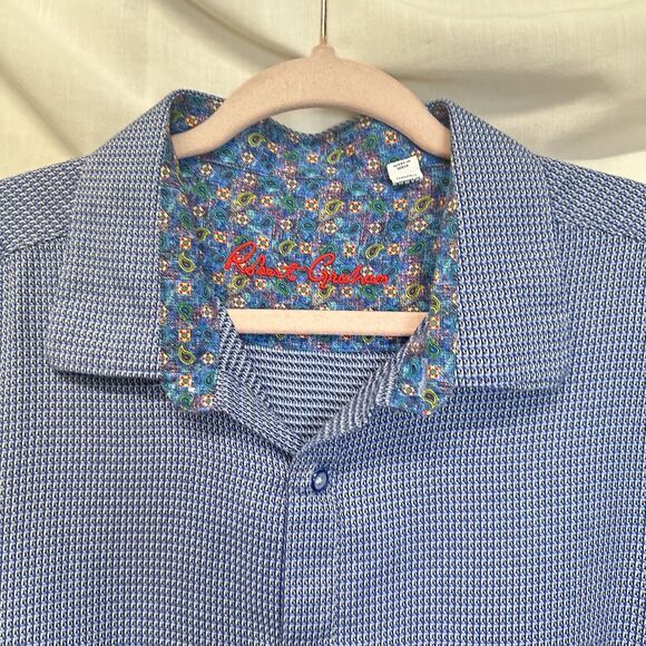Robert Graham Shirt Men 3XL Blue Paisley Reverse Flip Cuff Button Up long Sleeve - Picture 5 of 13